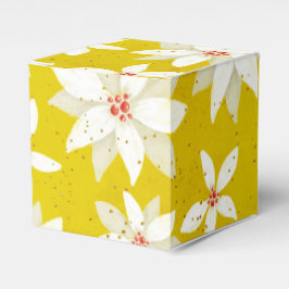 Caja Para Regalos Flores de Nochebuena blancas Acentos rojos Amarill