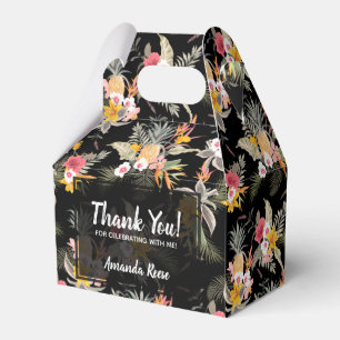 Caja Para Regalos Flores de piñas en frontón negro