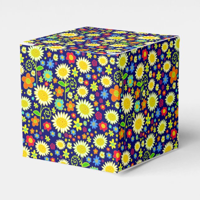 Caja Para Regalos Flores de primavera - Marina profunda (Costado Anverso)