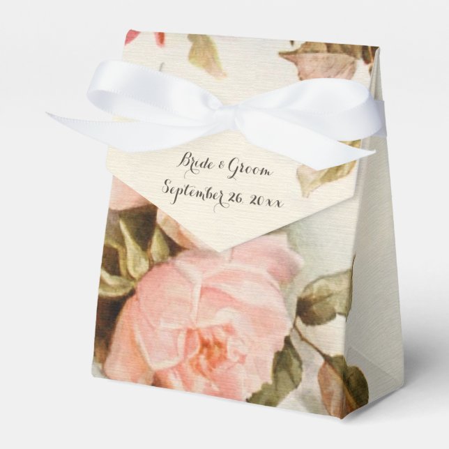 Caja Para Regalos Flores de Rosa de jardín antiguo de bodas antiguas (Front Side)