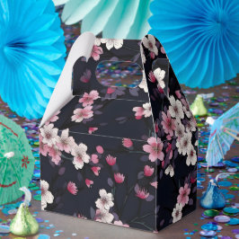 Caja Para Regalos Flores de Sakura rosada negra, diseño de patrones,