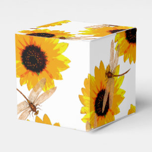 Caja Para Regalos Flores De Sol Y Dragonflies,