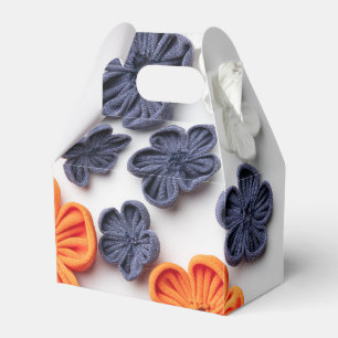 Caja Para Regalos Flores de tela cosida artesanal de primavera azul