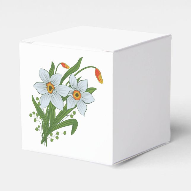 Caja Para Regalos Flores de tulipanes y daffodils (Costado Anverso)