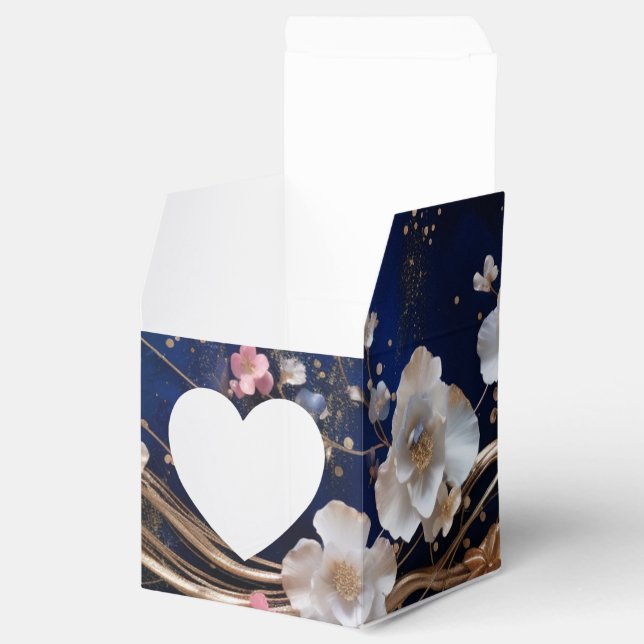 Caja Para Regalos Flores Dispersas Azul Profundo (Abierto)