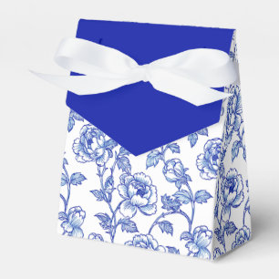 Caja Para Regalos Flores florales de chinoiserie azul y blanco