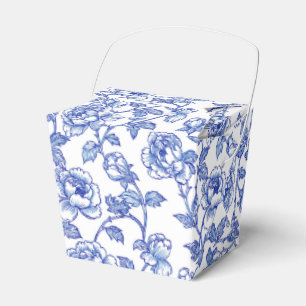 Caja Para Regalos Flores florales de chinoiserie azules y blancas