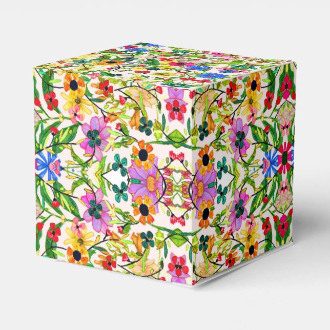 Caja Para Regalos Flores florales de primavera alegres (Reverso Costado)