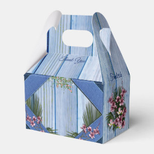 Caja Para Regalos Flores gráficas rosas sobre textura de tela de mad