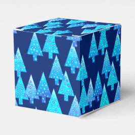 Caja Para Regalos Flores modernas árboles de Navidad - azul cobalto
