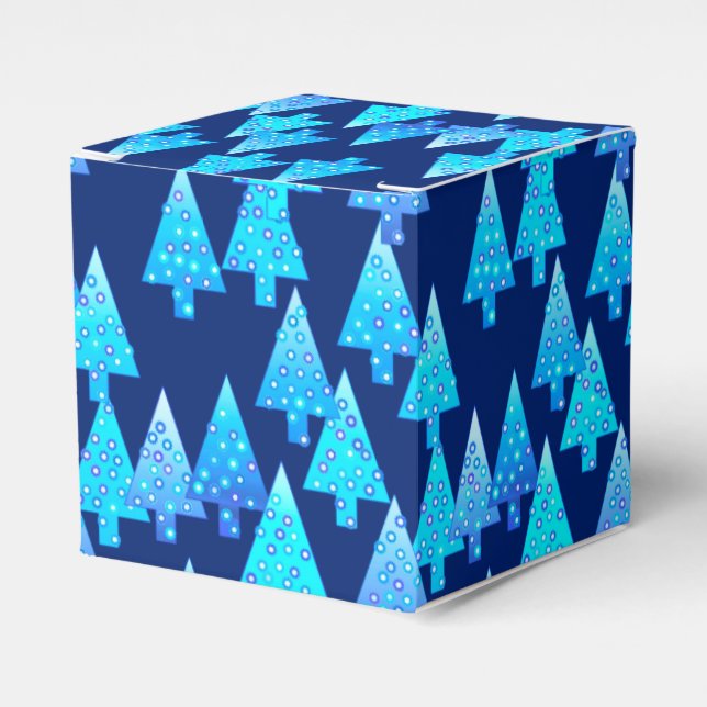 Caja Para Regalos Flores modernas árboles de Navidad - azul cobalto (Costado Anverso)