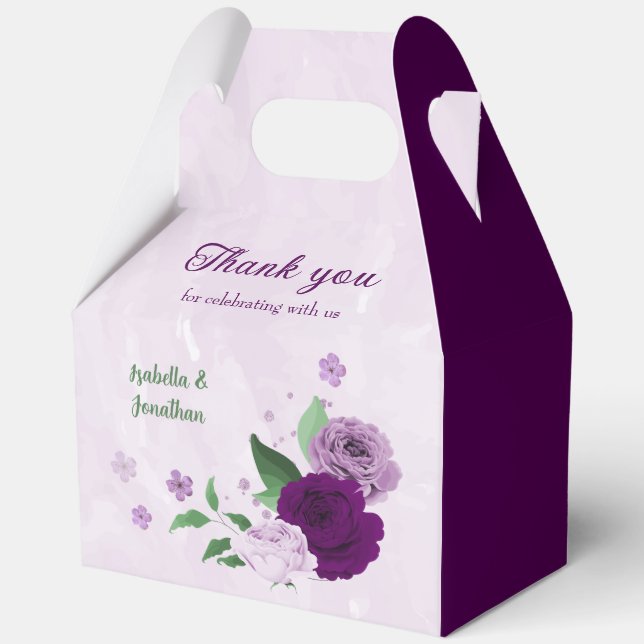Caja Para Regalos Flores moradas románticas (Anverso)