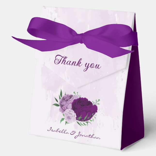 Caja Para Regalos Flores moradas románticas (Anverso)