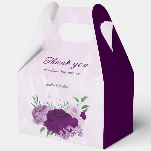 Caja Para Regalos Flores moradas románticas (Anverso)