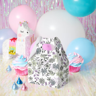 Caja Para Regalos Flores multicolor con toque gris