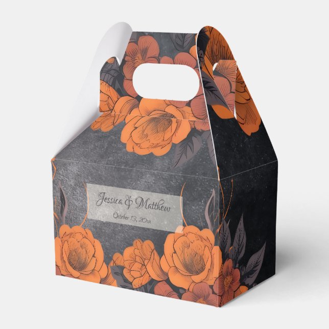 Caja Para Regalos Flores Naranjas Simple Elegante  (Front Side)