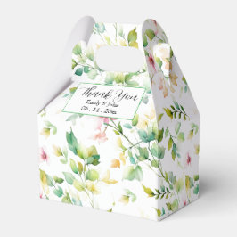 Caja Para Regalos Flores naturales de acuarela verde elegante