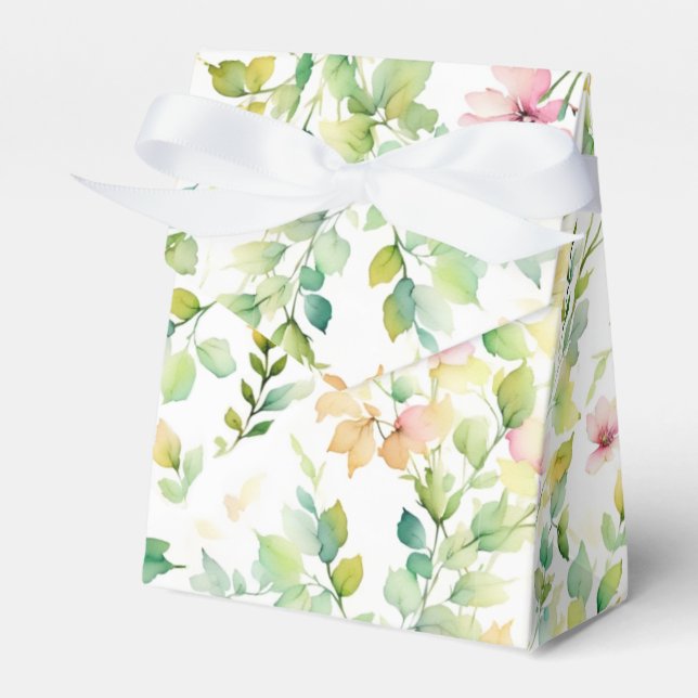 Caja Para Regalos Flores naturales de acuarela verde elegante (Front Side)