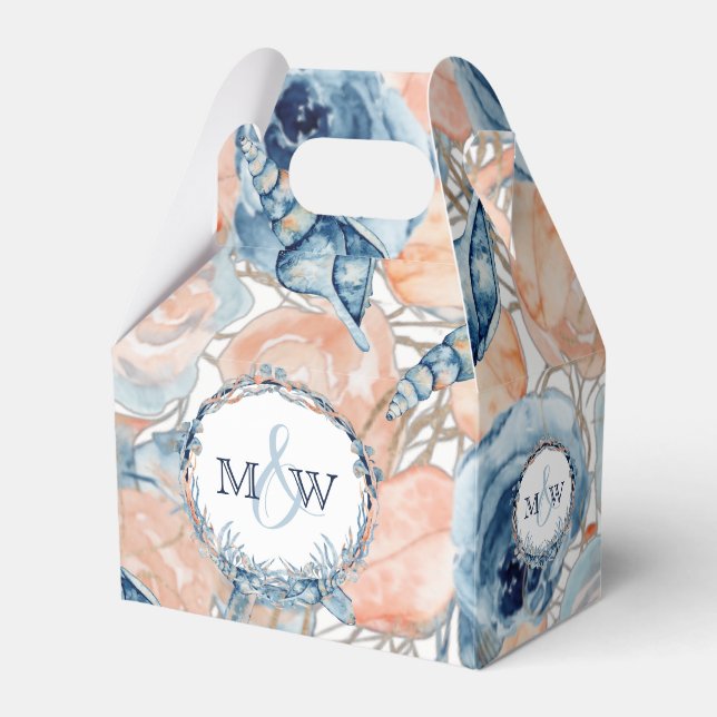 Caja Para Regalos Flores Náuticas de conchas marinas Bodas (Front Side)