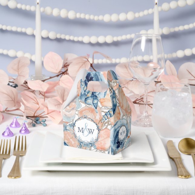 Caja Para Regalos Flores Náuticas de conchas marinas Bodas (Boda)