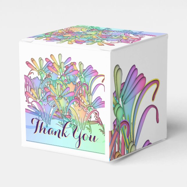 Caja Para Regalos Flores Pastel Gracias Recepción De Bodas (Costado Anverso)