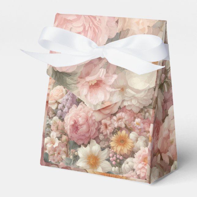 Caja Para Regalos Flores Pastel Shabby Chic Rosa Boda Floral (Front Side)