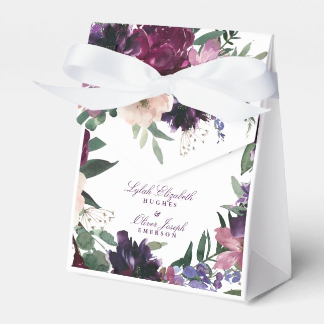 Caja Para Regalos Flores púrpura exuberantes | Boda romántico (Front Side)