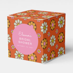 Caja Para Regalos Flores Retro Años 60 Naranja Rosa Ducha Nupcial Pe