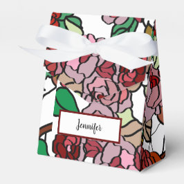 Caja Para Regalos Flores rojas brillantes y moderadas