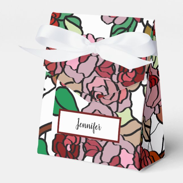 Caja Para Regalos Flores rojas brillantes y moderadas (Front Side)