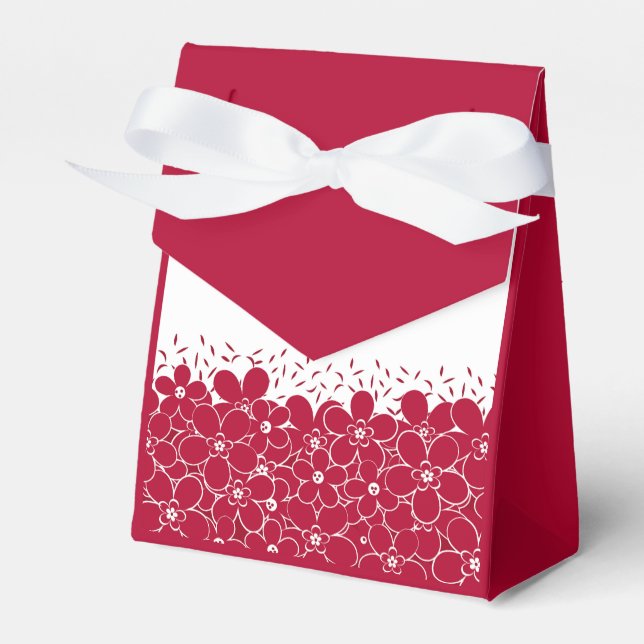 Caja Para Regalos Flores rojas marea sobre fondo blanco (Front Side)