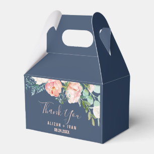 Caja Para Regalos Flores románticas de peones Azul Gracias