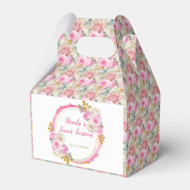 Caja Para Regalos Flores rosa y dorada brillantes y elegantes 16