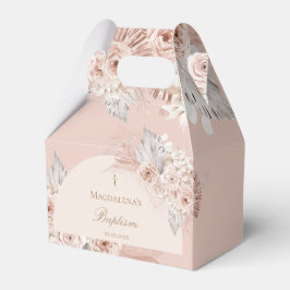 Caja Para Regalos flores rosadas beige | Bautizo