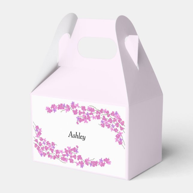 Caja Para Regalos Flores rosadas con nombre (Front Side)