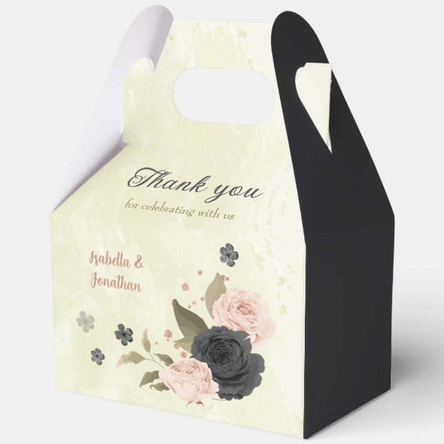 Caja Para Regalos flores rosadas con rubor negro (Anverso)