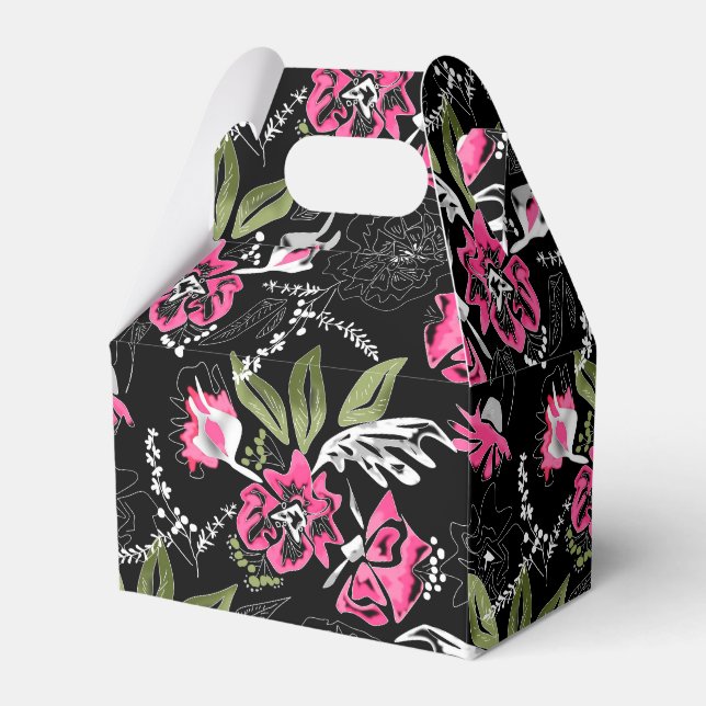 Caja Para Regalos Flores rosadas florales sin foco dejan una palmada (Front Side)