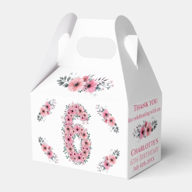 Caja Para Regalos Flores rosadas Gran oliage verde Chica de cumpleañ (Front Side)