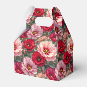 Caja Para Regalos Flores rosadas, rojas y malvas 