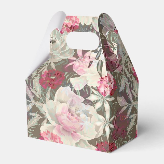 Caja Para Regalos Flores rosadas rosadas de peonis ramo de jardín (Front Side)