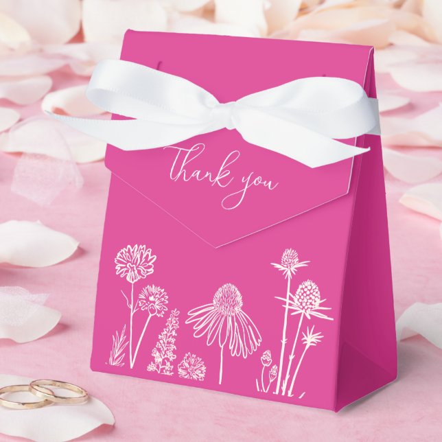 Caja Para Regalos Flores salvajes rosadas calientes Gracias (Boda)