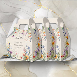 Caja Para Regalos Flores silvestres coloridas Elegante Beige Pequeño