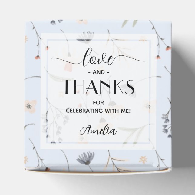 Caja Para Regalos Flores silvestres en Baby Shower azul (Parte superior)