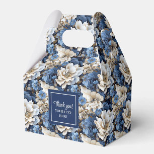 Caja Para Regalos Flores Sofisticadas de Color Azul Marino Personali