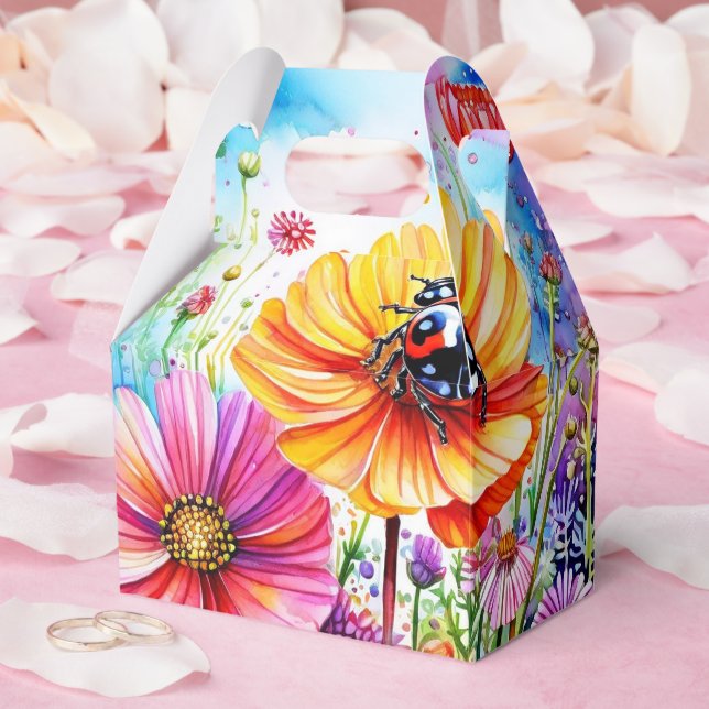 Caja Para Regalos Flores y adybugs (Boda)
