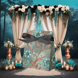 Caja Para Regalos Flores y vides turquesas de cobre