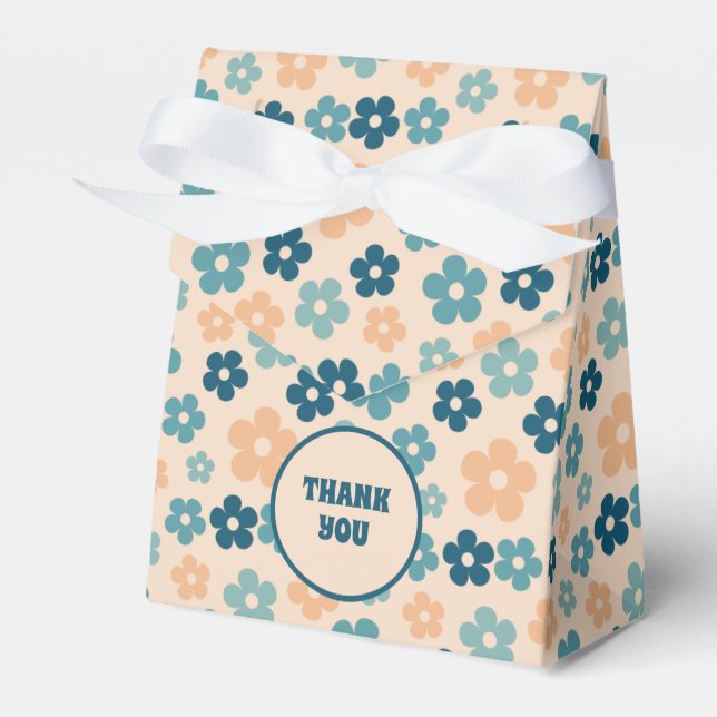 Caja Para Regalos Flower Birday Green Boho Retro Peach (Front Side)