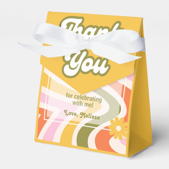 Caja Para Regalos Flower Green Retro Wave Groovy 40 cumpleaños (Front Side)