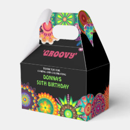 Caja Para Regalos Flower Power 70's Colorful Birthday Party
