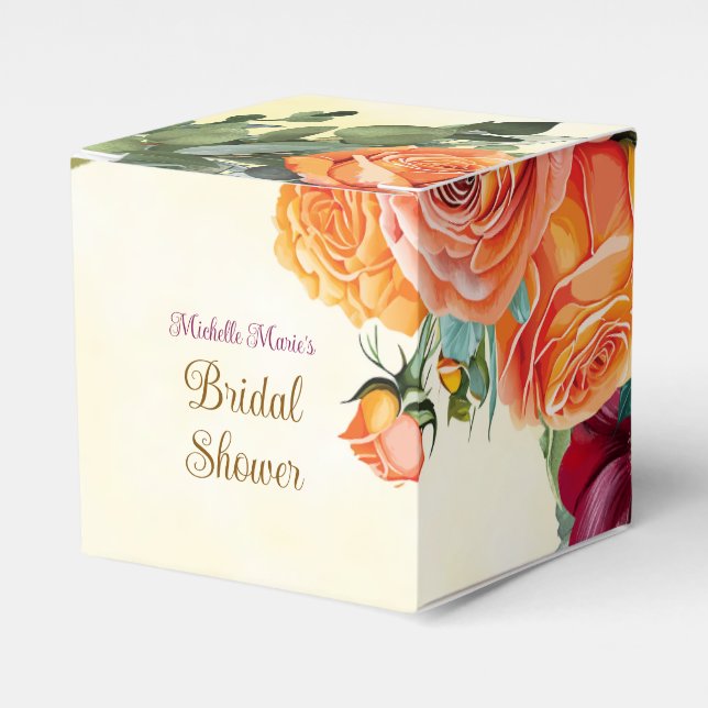 Caja Para Regalos Flowery Fall Bridal Shower Favor Box (Costado Anverso)